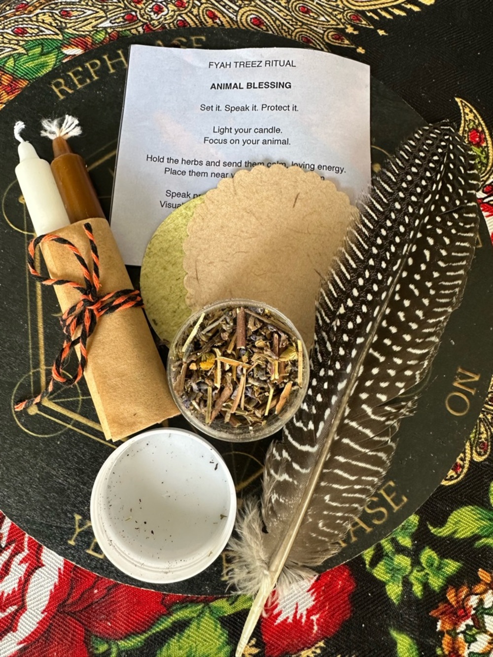 Animal Blessing Ritual Kit | Pet Protection Spell Set | Intention Candle + Herb